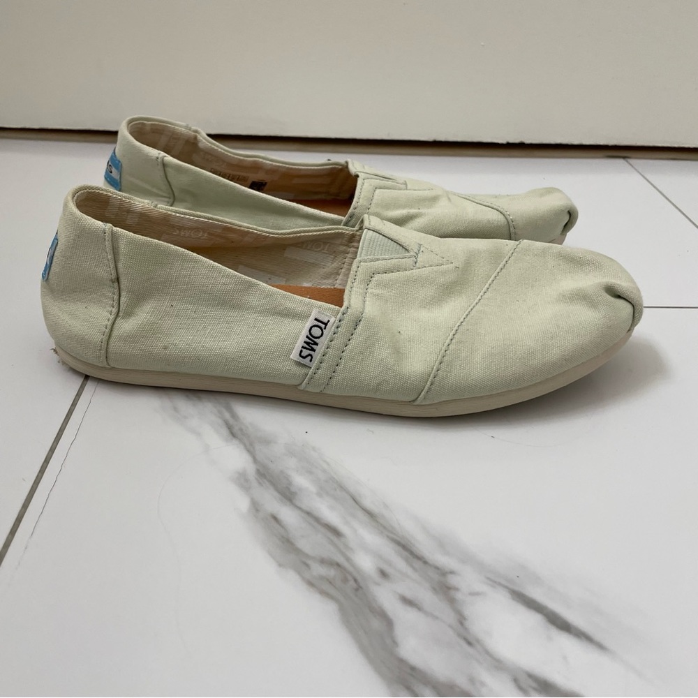 Toms Mint Green Canvas Moccasin Flats Shoes